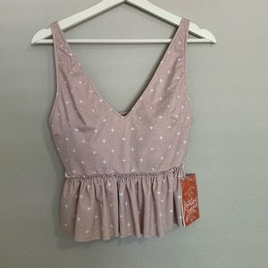 NWT Kortni Jeane Swim V Neck Peplum Top Size M